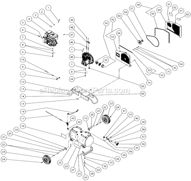 Tank Assembly Diagram and Parts List for AC2-PV09-30M  Mi-T-M Compressor