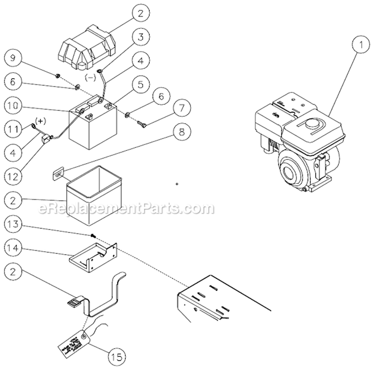 11Hp Honda Electric Start With Battery Option B Diagram and Parts List for AC2-SH11-30M  Mi-T-M Compressor