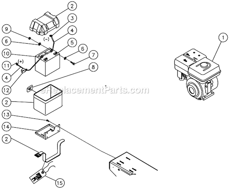 8Hp Honda Electric Start With Battery Option B Diagram and Parts List for AC2-SR09-30M  Mi-T-M Compressor