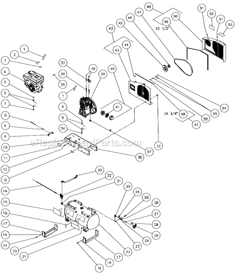Tank Assembly Diagram and Parts List for AC2-SR09-30M  Mi-T-M Compressor