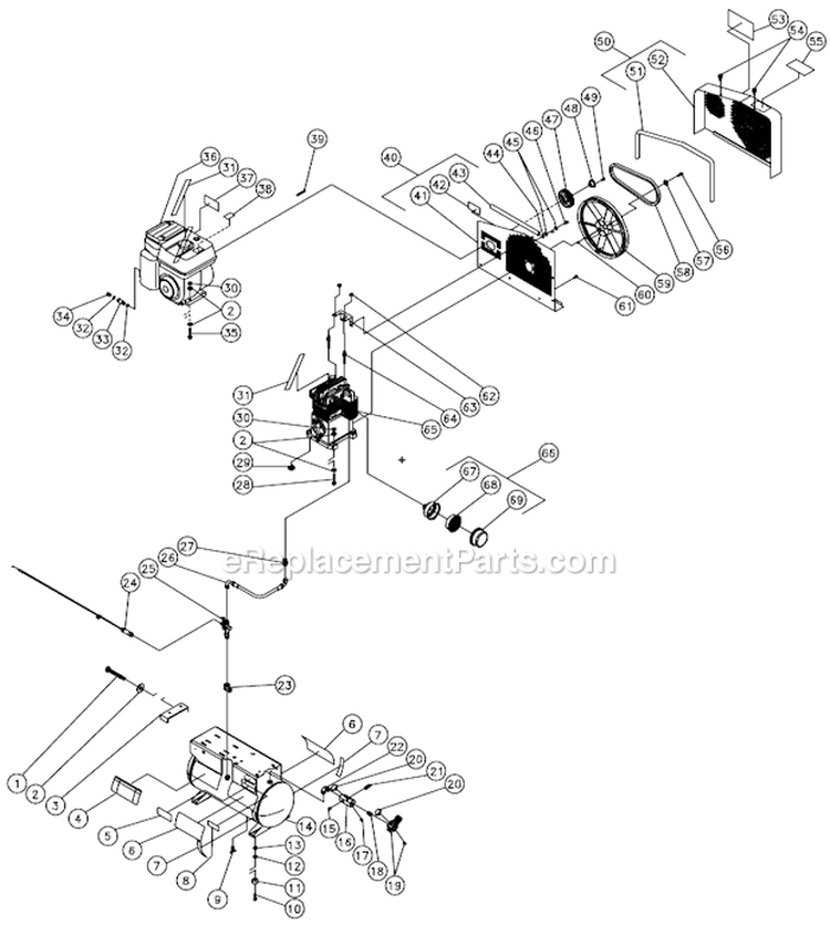 Tank Assembly Diagram and Parts List for AC2-SV09-20M  Mi-T-M Compressor