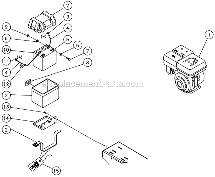 8Hp Honda Electric Start With Battery Option B Diagram and Parts List for AC2-SV09-30M  Mi-T-M Compressor