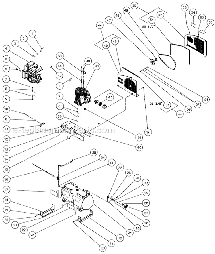Tank Assembly Diagram and Parts List for AC2-SV09-30M  Mi-T-M Compressor