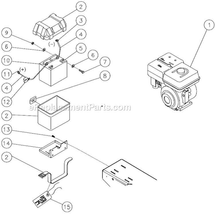 11Hp Honda Electric Start With Battery Option B Diagram and Parts List for AC2-SV11-30M  Mi-T-M Compressor