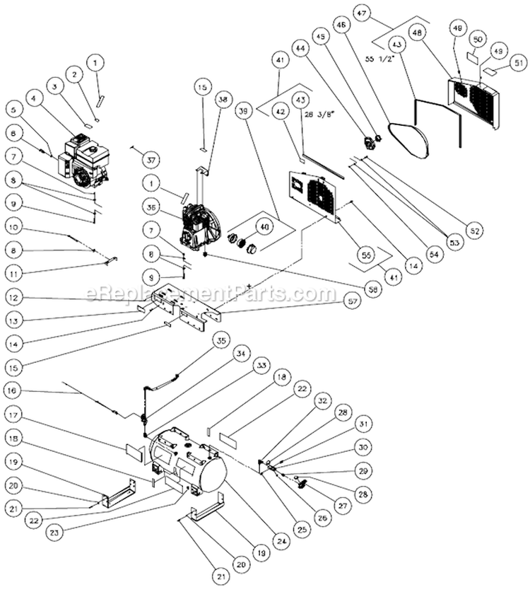 Tank Assembly Diagram and Parts List for AC2-SV11-30M  Mi-T-M Compressor