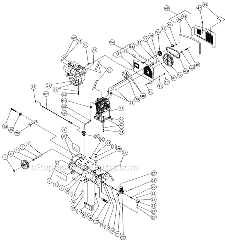 Tank Assembly For Ad1-Ph55-08M (Before S/N 20013433) Diagram and Parts List for AD1-PH55-08M  Mi-T-M Compressor