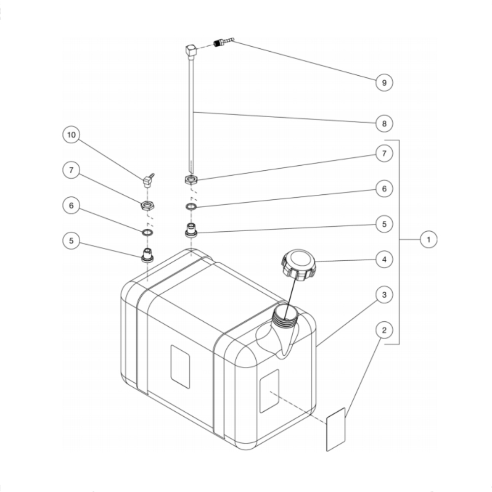 Gas Tank Diagram and Parts List for HDS-4005-0K6G  Mi-T-M Pressure Washer