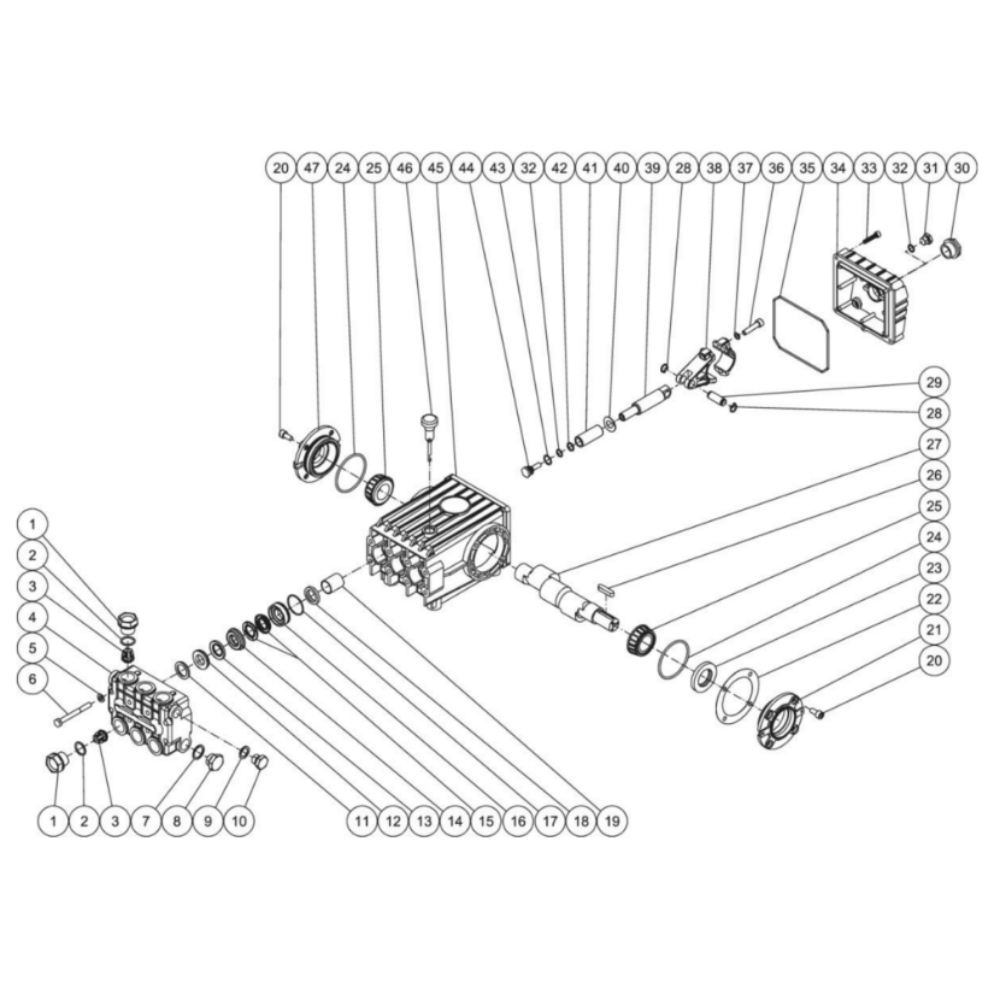Pump Diagram and Parts List for HHS-3004-0E3G  Mi-T-M Pressure Washer