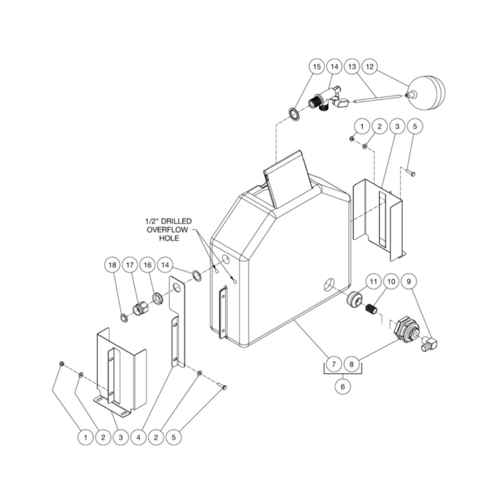 Float Tank Diagram and Parts List for HDS-4005-0K6G  Mi-T-M Pressure Washer