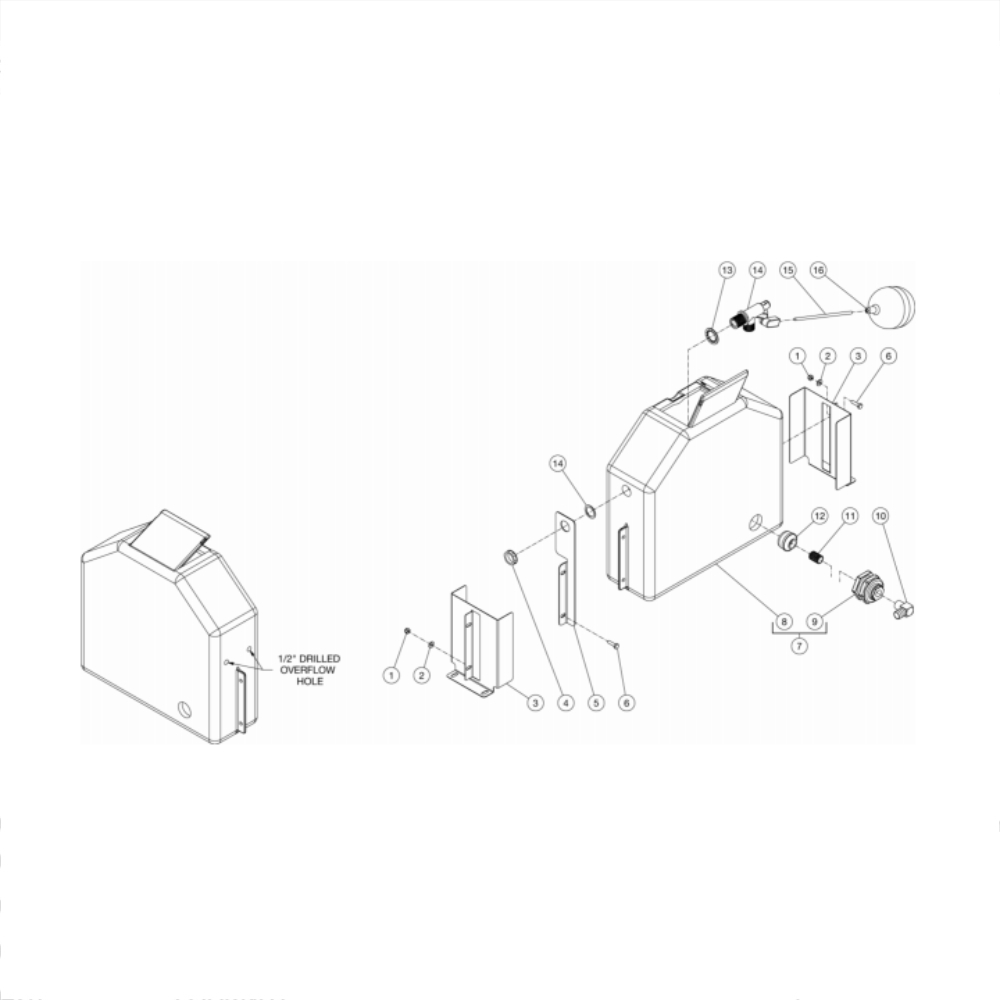 Float Tank Diagram and Parts List for HG-2004-3230  Mi-T-M Pressure Washer