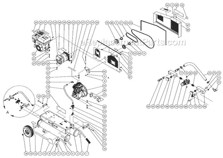 Tank Assembly Diagram and Parts List for AG1-PR07-08M1  Mi-T-M Generator