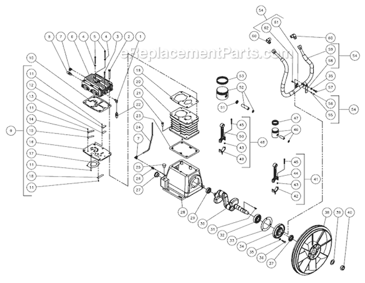 Two Stage Compressor Diagram and Parts List for AG2-PH13-08M  Mi-T-M Generator