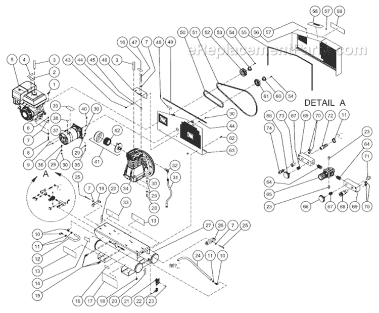 Tank Assembly Diagram and Parts List for AG2-SH13-08M  Mi-T-M Generator
