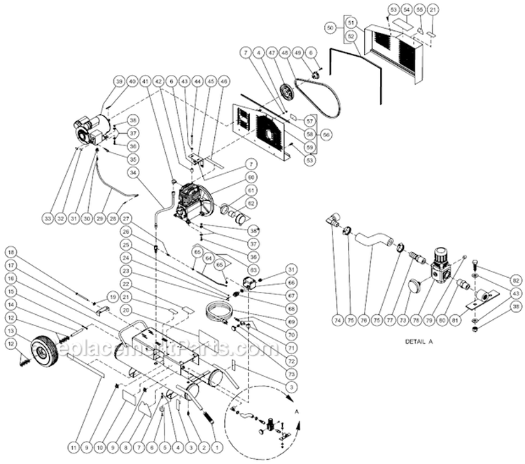 Tank Assembly Diagram and Parts List for AM1-PE02-08M1  Mi-T-M Compressor