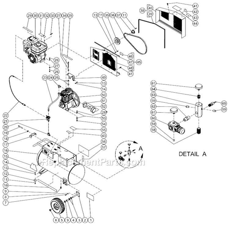 Frame Assembly Diagram and Parts List for AM1-PR07-20M  Mi-T-M Compressor