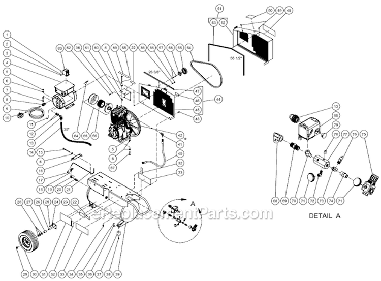 Tank Assembly Diagram and Parts List for AM2-PE05-20M  Mi-T-M Compressor