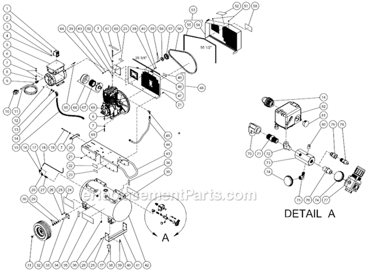Tank Assembly Diagram and Parts List for AM2-PE05-30M  Mi-T-M Compressor