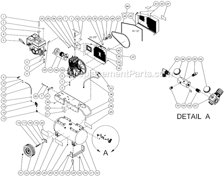 Tank Assembly Diagram and Parts List for AM2-PR09-30M  Mi-T-M Compressor