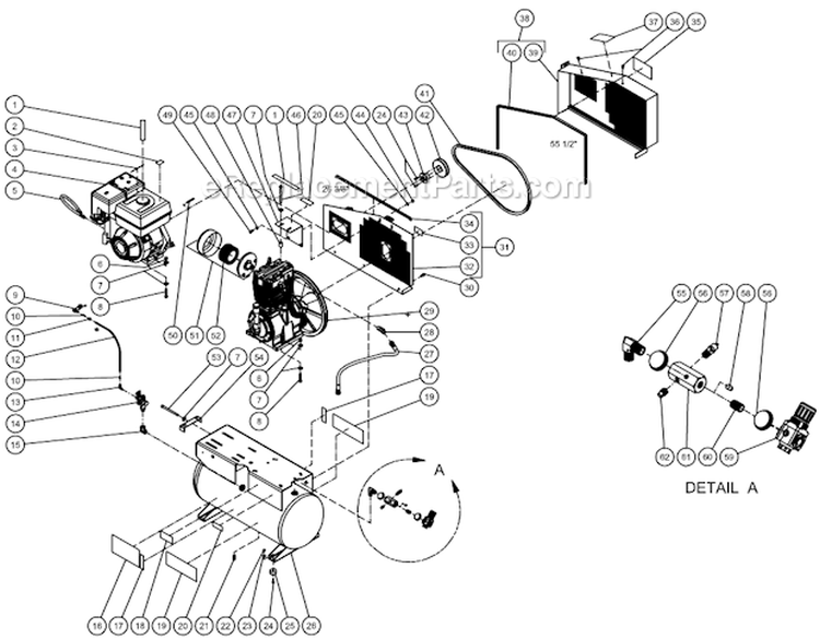 Tank Assembly Diagram and Parts List for AM2-SH09-20M  Mi-T-M Compressor