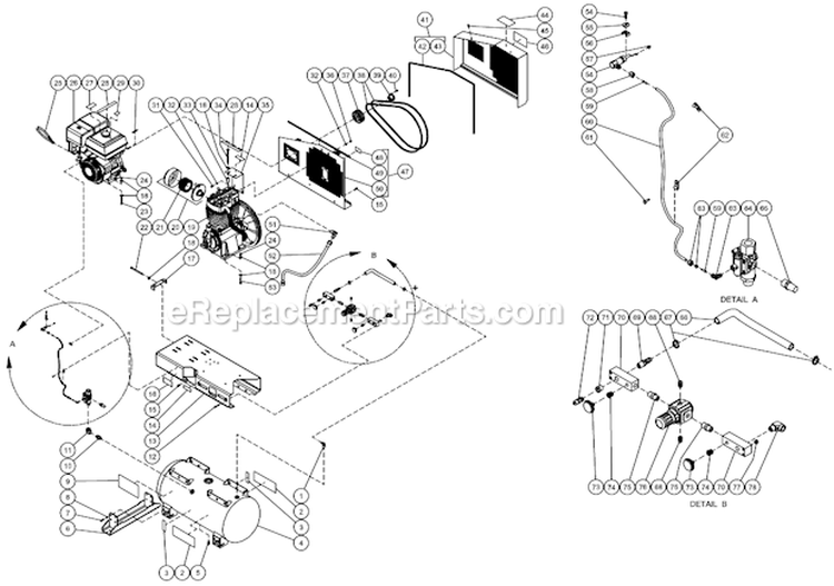 Tank Assembly Diagram and Parts List for AM2-SH13-30M  Mi-T-M Compressor