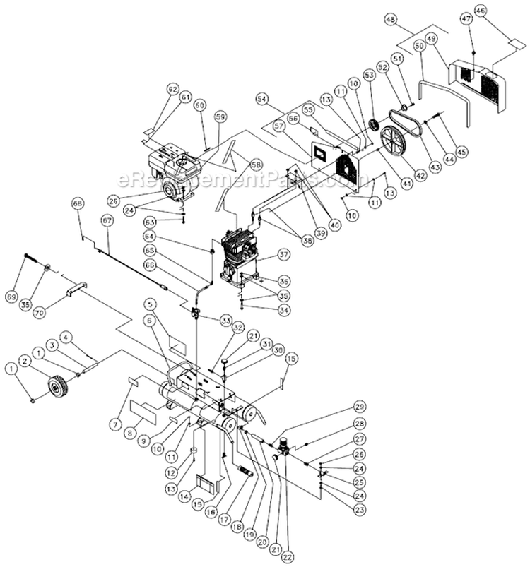 Tank Assembly Diagram and Parts List for AO1-HE15-04M  Mi-T-M Compressor