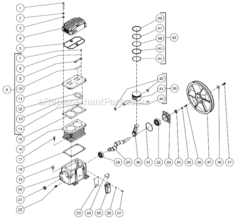 Pump Assembly Diagram and Parts List for AS1-PE03-20M  Mi-T-M Compressor
