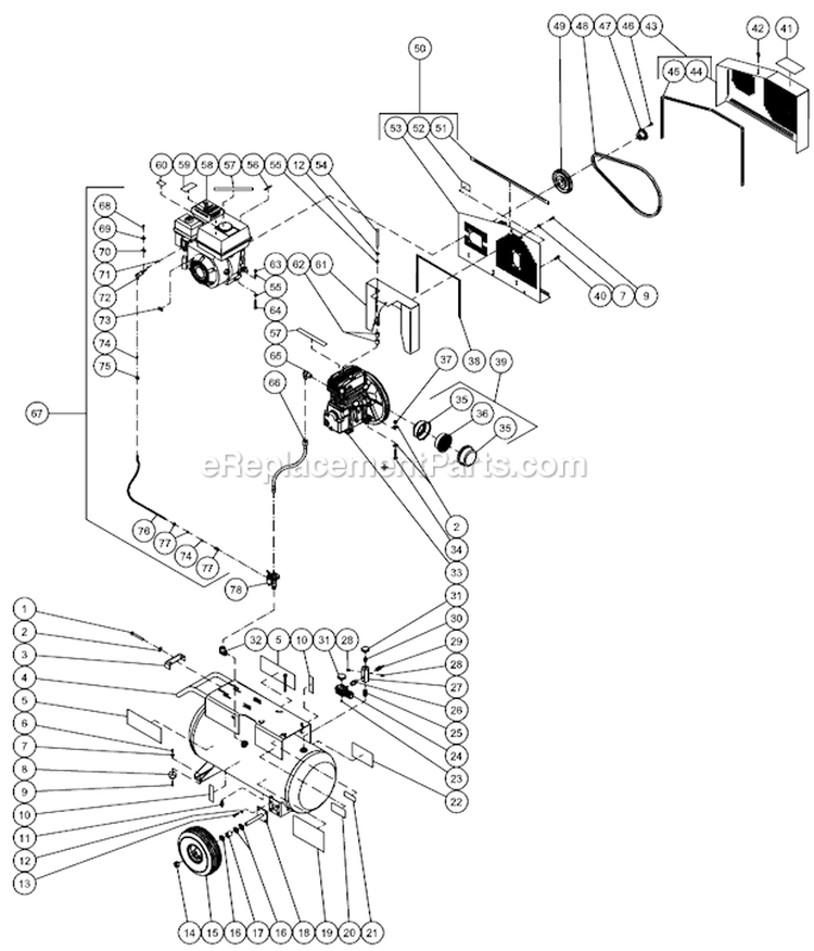 Tank Assembly Diagram and Parts List for AS1-PH65-20M  Mi-T-M Compressor