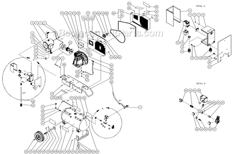 Tank Assembly Diagram and Parts List for AS2-P305-30M  Mi-T-M Compressor