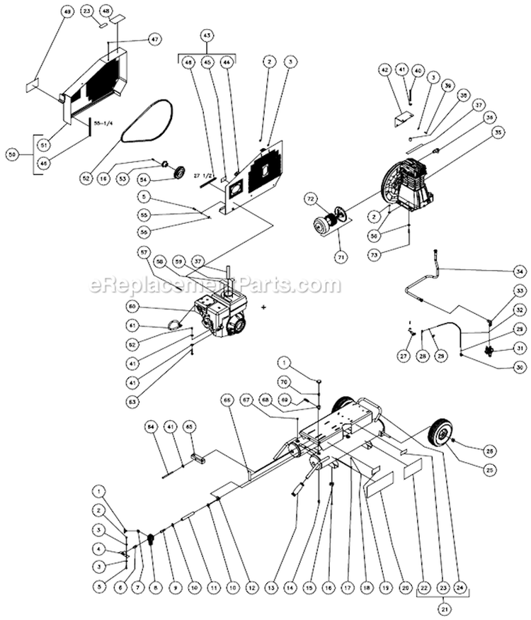Tank Assembly Diagram and Parts List for AS2-PH08-08M  Mi-T-M Compressor
