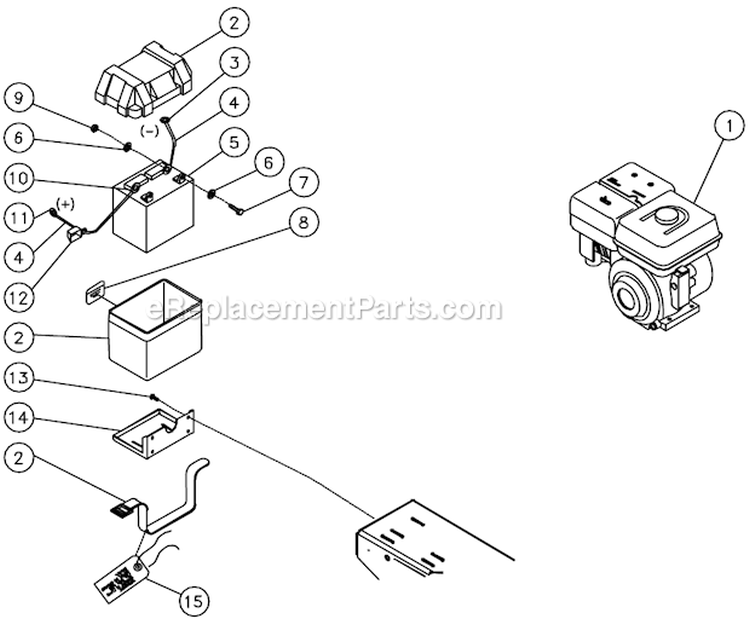 8Hp Honda Electric Start With Battery Option B Diagram and Parts List for AS2-PH08-30M  Mi-T-M Compressor