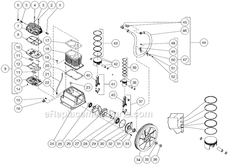 Two Stage Compressor Diagram and Parts List for AS2-PH13-30M  Mi-T-M Compressor