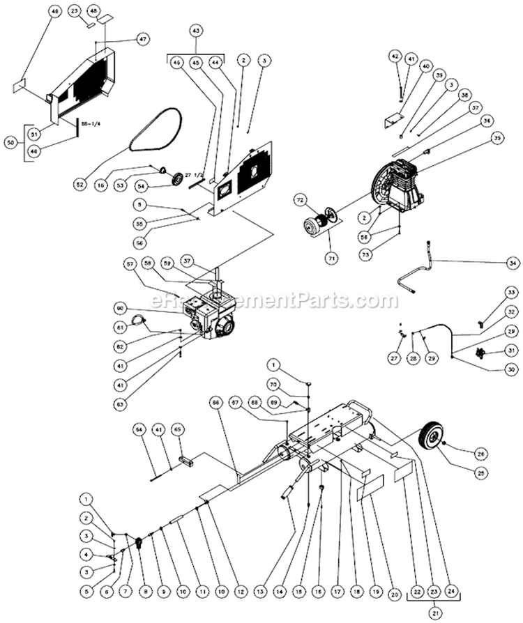 Tank Assembly Diagram and Parts List for AS2-PR09-08M  Mi-T-M Compressor