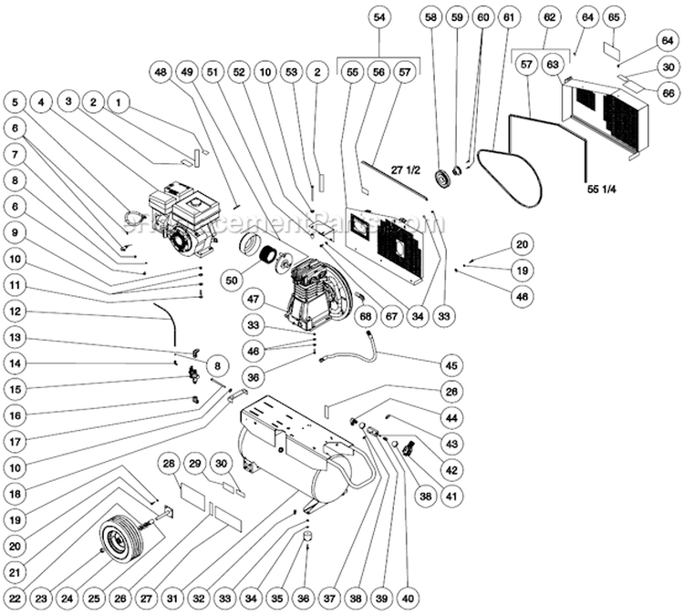 Tank Assembly Diagram and Parts List for AS2-PR09-20M  Mi-T-M Compressor