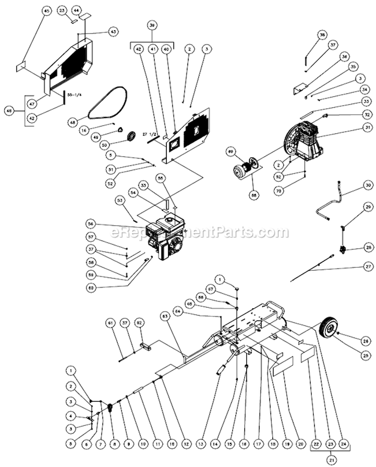 Tank Assembly Diagram and Parts List for AS2-PV09-08M  Mi-T-M Compressor