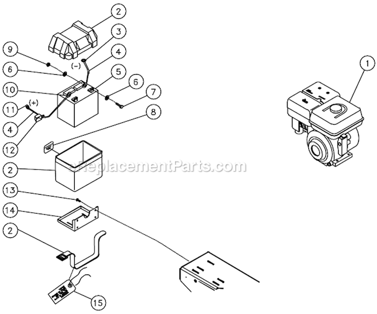 8Hp Honda Electric Start With Battery Option B Diagram and Parts List for AS2-PV09-30M  Mi-T-M Compressor
