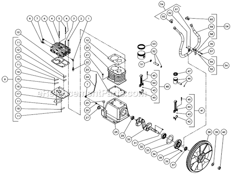 Two Stage Compressor Diagram and Parts List for AS2-S305-30M  Mi-T-M Compressor