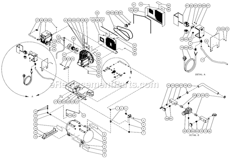 Tank Assembly Diagram and Parts List for AS2-SE75-30M  Mi-T-M Compressor