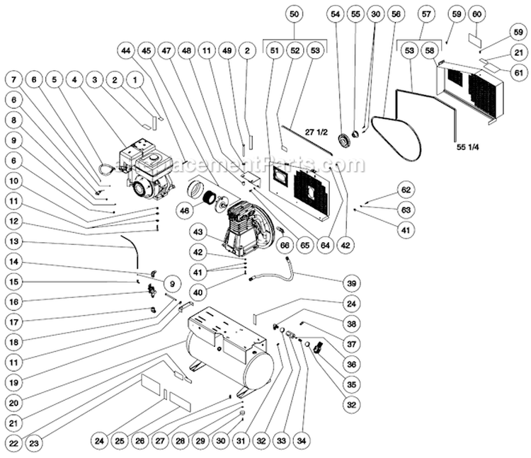 Tank Assembly Diagram and Parts List for AS2-SH08-20M  Mi-T-M Compressor