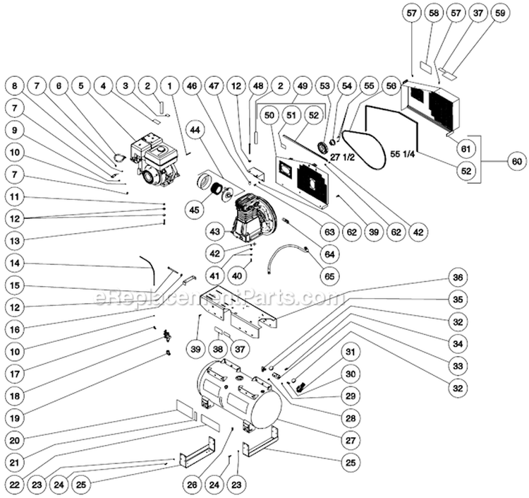 Tank Assembly Diagram and Parts List for AS2-SH08-30M  Mi-T-M Compressor