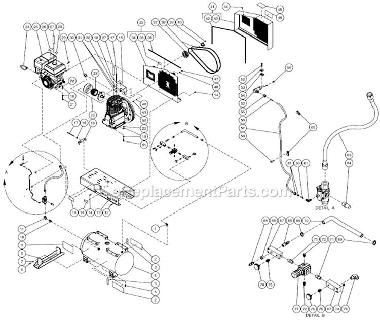 Tank Assembly Diagram and Parts List for AS2-SH13-30M  Mi-T-M Compressor