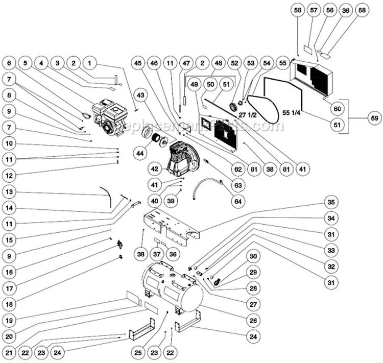Tank Assembly Diagram and Parts List for AS2-SR09-30M  Mi-T-M Compressor