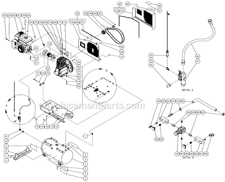 Tank Assembly Diagram and Parts List for AS2-SV13-30M  Mi-T-M Compressor