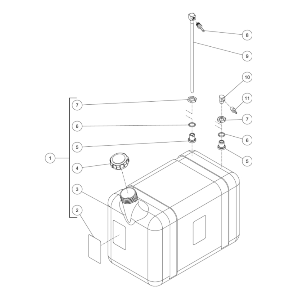 Diesel Fuel Tank Diagram and Parts List for HDS-3506-0H6A  Mi-T-M Pressure Washer