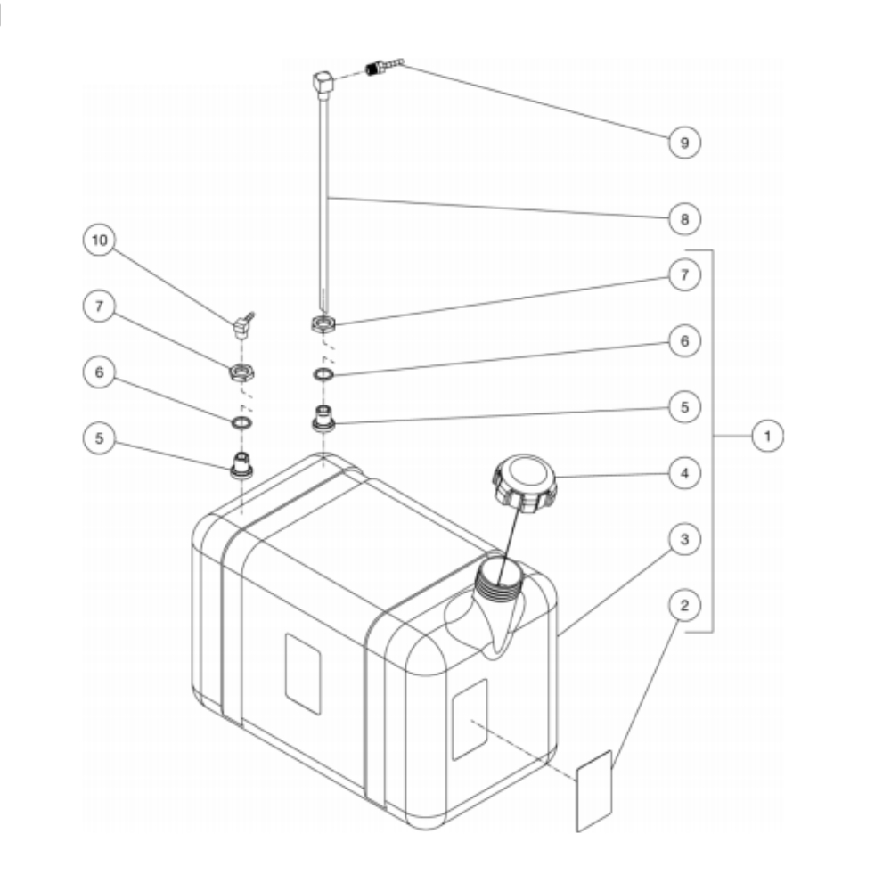Gas Tank Diagram and Parts List for HDS-4005-1H6G  Mi-T-M Pressure Washer