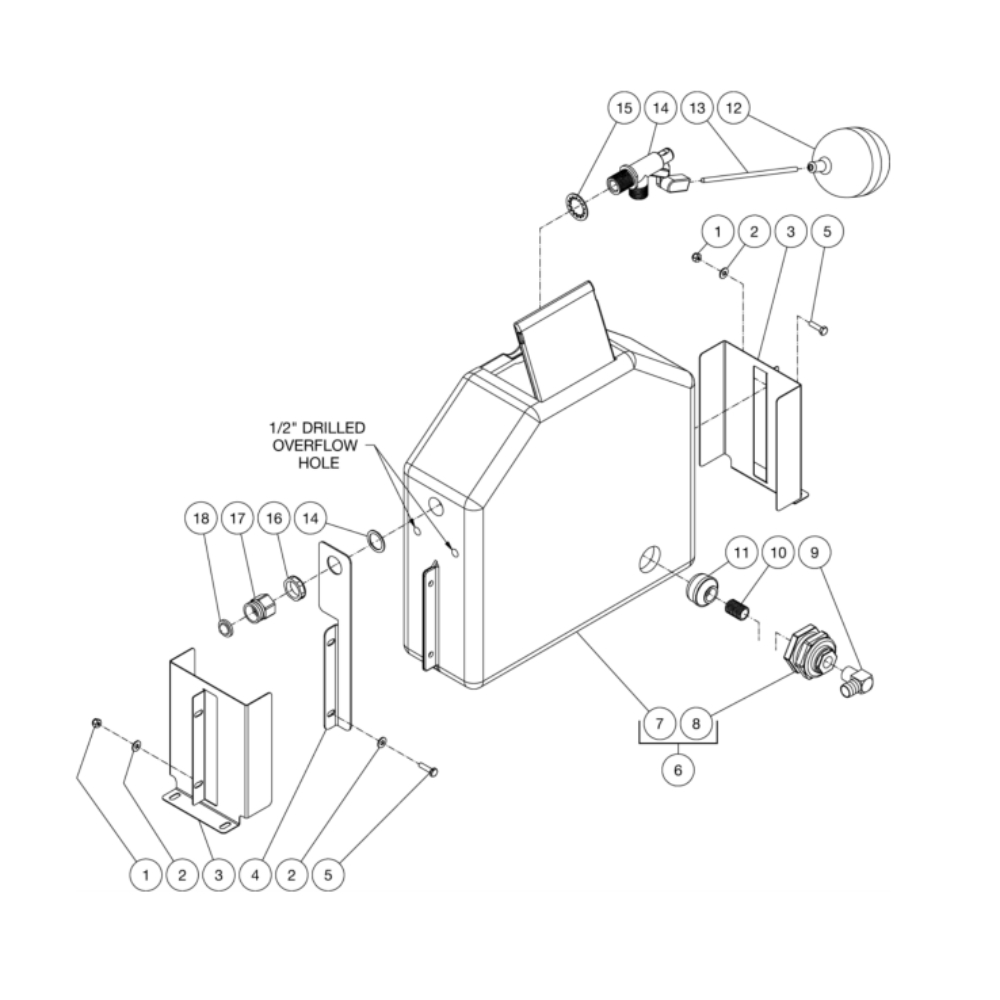 Float Tank Diagram and Parts List for HS-3504-0MGV  Mi-T-M Pressure Washer