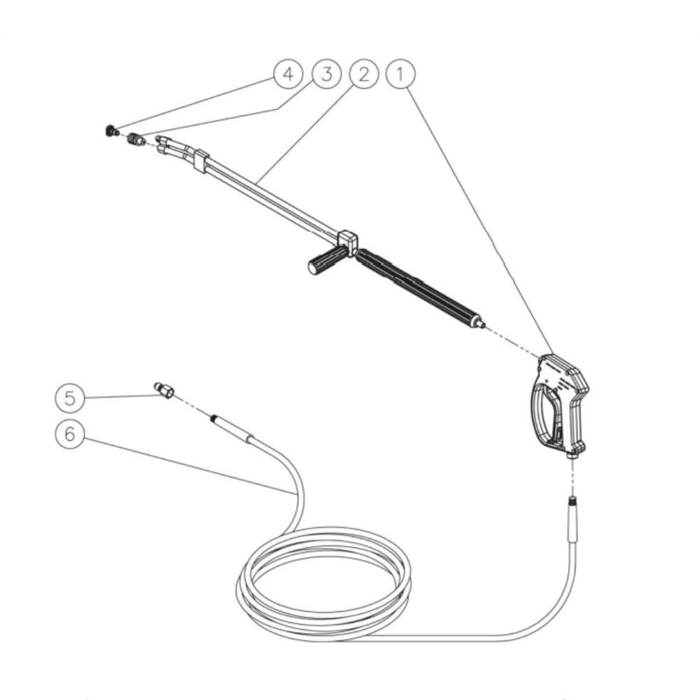 Gun/Wand/Hose Diagram and Parts List for HDS-4005-0H6G  Mi-T-M Pressure Washer