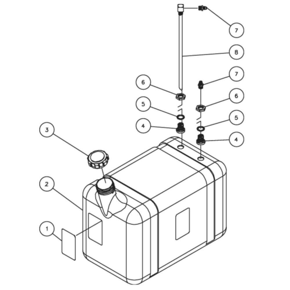 Fuel Tank Diagram and Parts List for HHS-3004-0E3A  Mi-T-M Pressure Washer