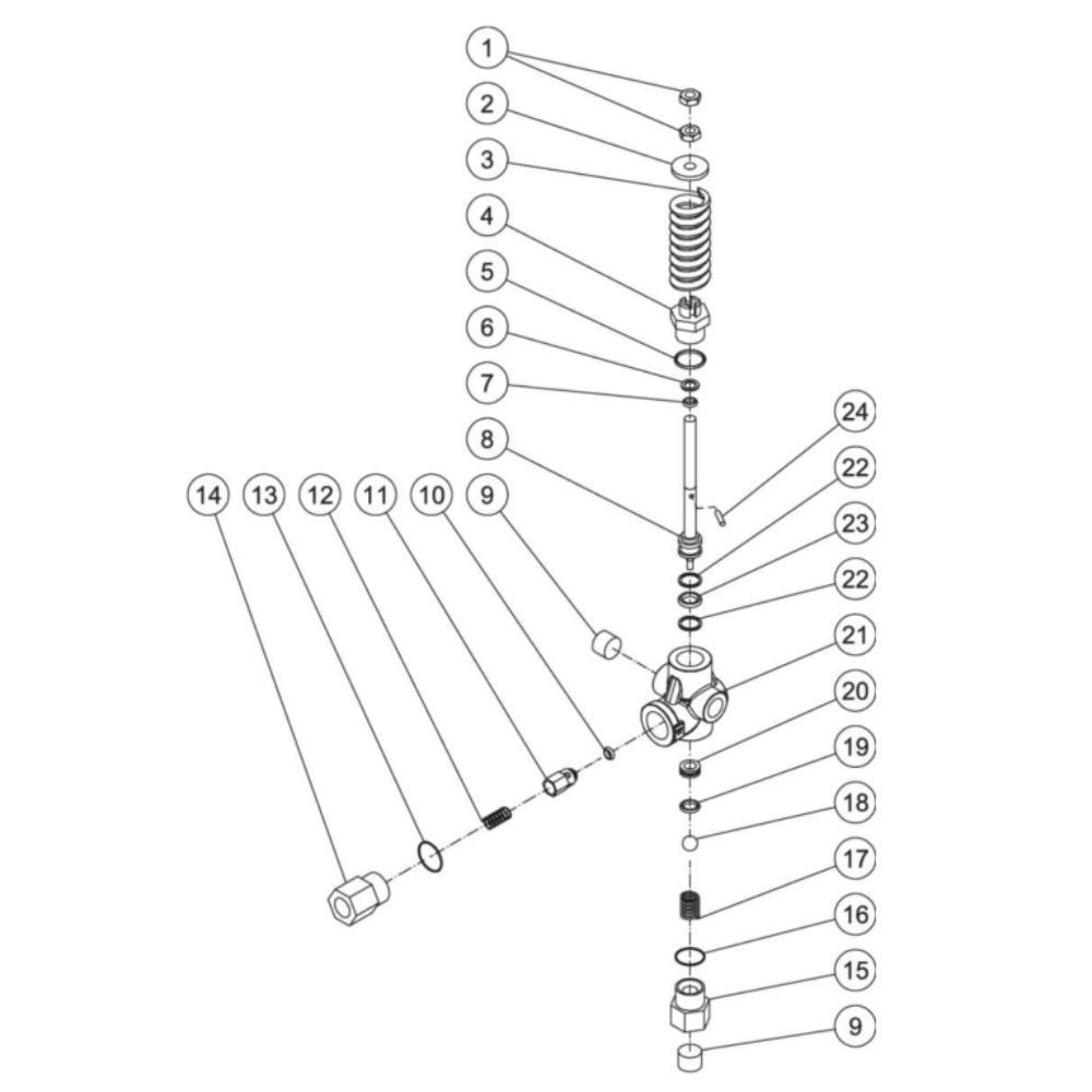 Unloader Diagram and Parts List for HS-4004-1MAH  Mi-T-M Pressure Washer