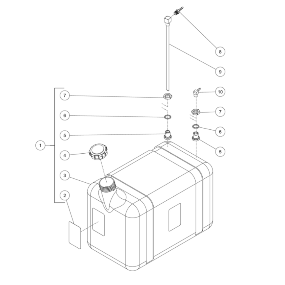 Burner Fuel Tank Diagram and Parts List for HDS-3506-0K6A  Mi-T-M Pressure Washer