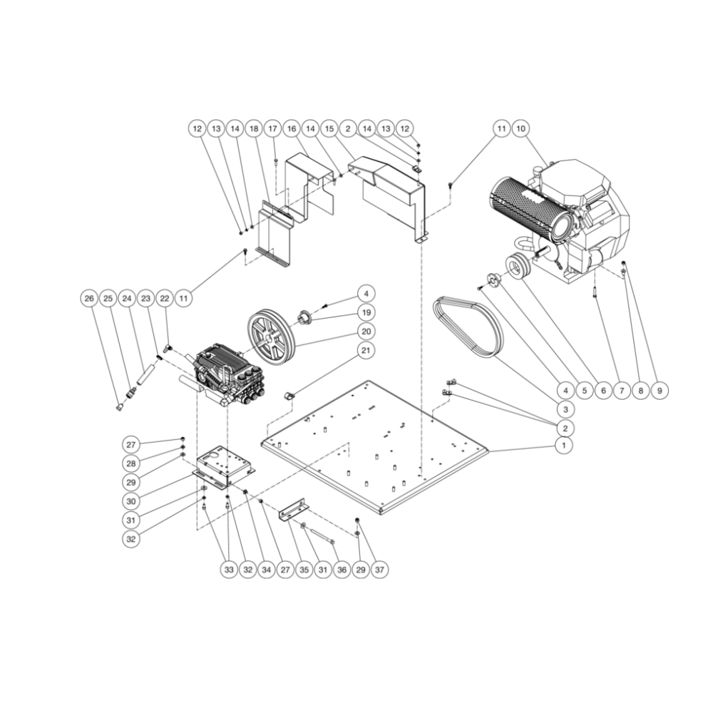 Isolation Plate Diagram and Parts List for HDC-3505-1H6G  Mi-T-M Pressure Washer